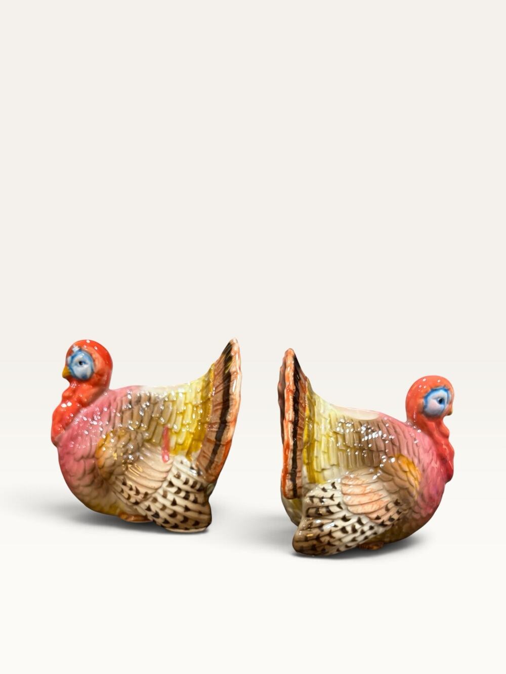 Vtg Otagiri Ceramic Turkey Thanksgiving Taper Candlestick Holders Pair Japan
